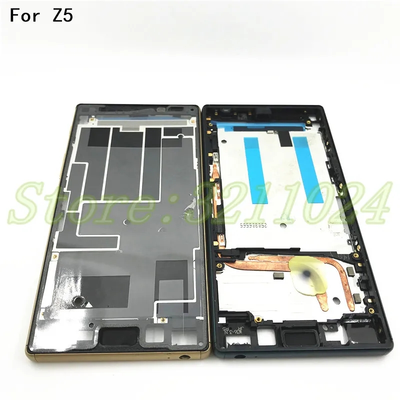 Sony Xperia Z5 Dual E6653 E6603 E6633 E6683 Būsto Viduryje Bezel Plokštė LCD Rėmo važiuoklė su Maitinimo Mygtuką Dulkių Kištuko Dangtelį