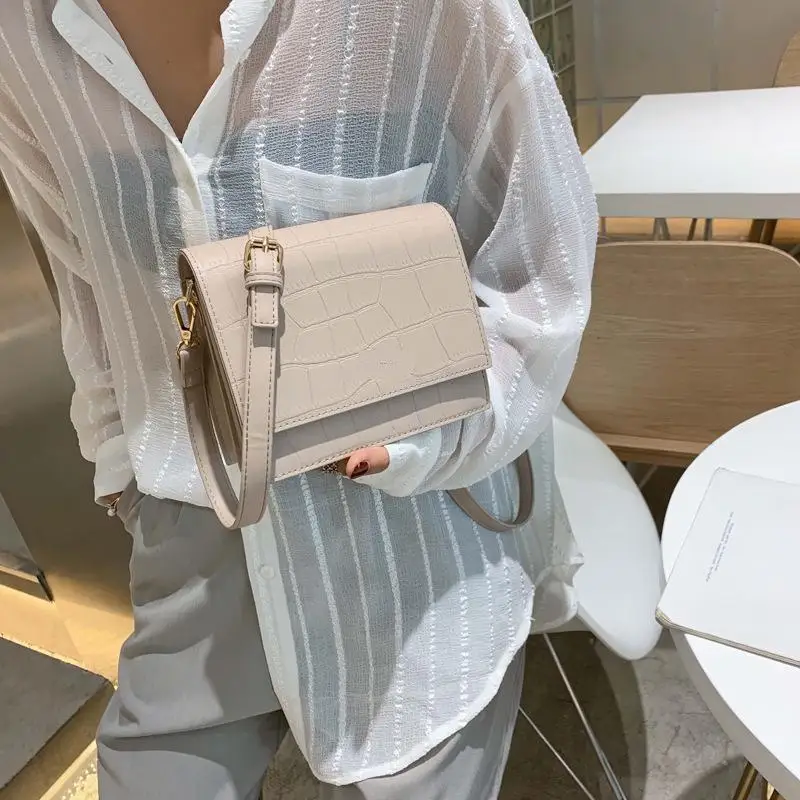 Paprastas ir universalus moterų krokodilo modelis mados dizaino padengti maišas maišas saldus solid color multi-layer petį krepšys