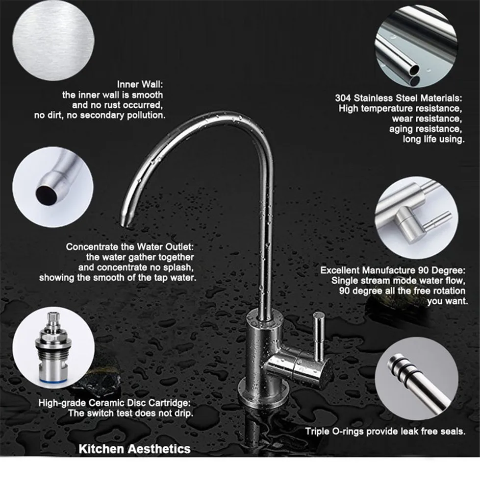 Virtuvės Tiesiogiai Geriamojo Vandens Filtras Bakstelėkite 304 Nerūdijančio Plieno, RO Maišytuvas Išvalyti Sistemą Atvirkštinės Osmozės robinet virtuvė torneira