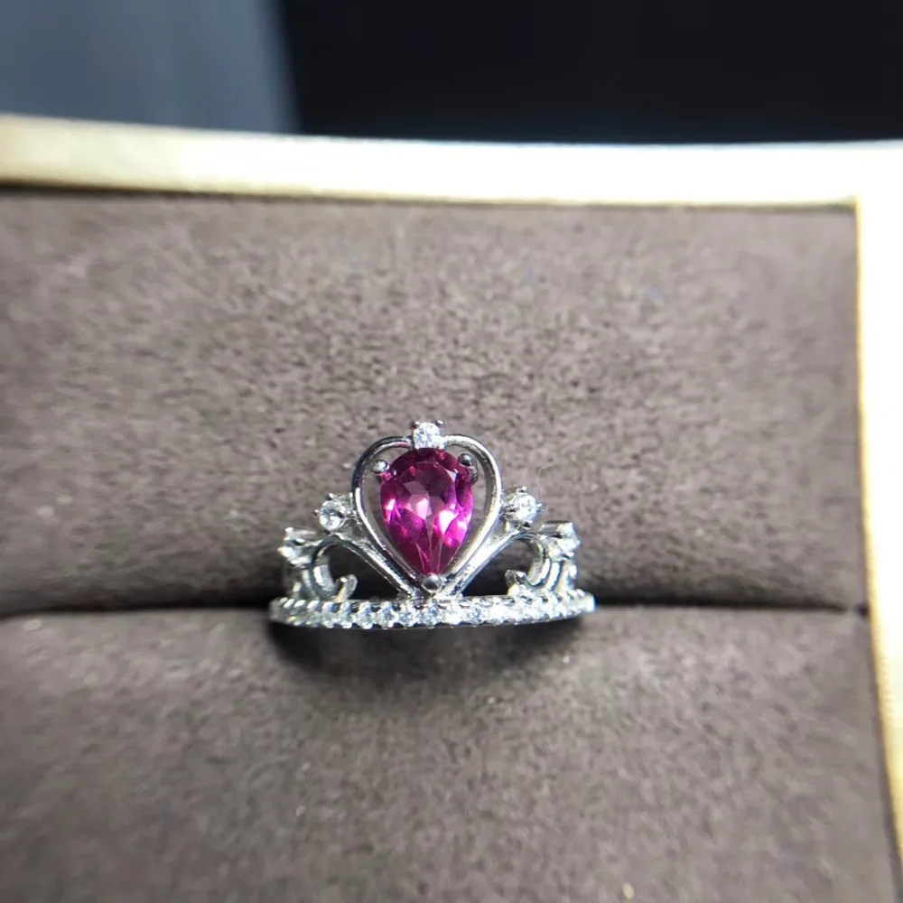 Crown stiliaus, topazas žiedas, raudona topazas, 925 sidabras, gražus ir naujų, išskirtinį meistriškumą