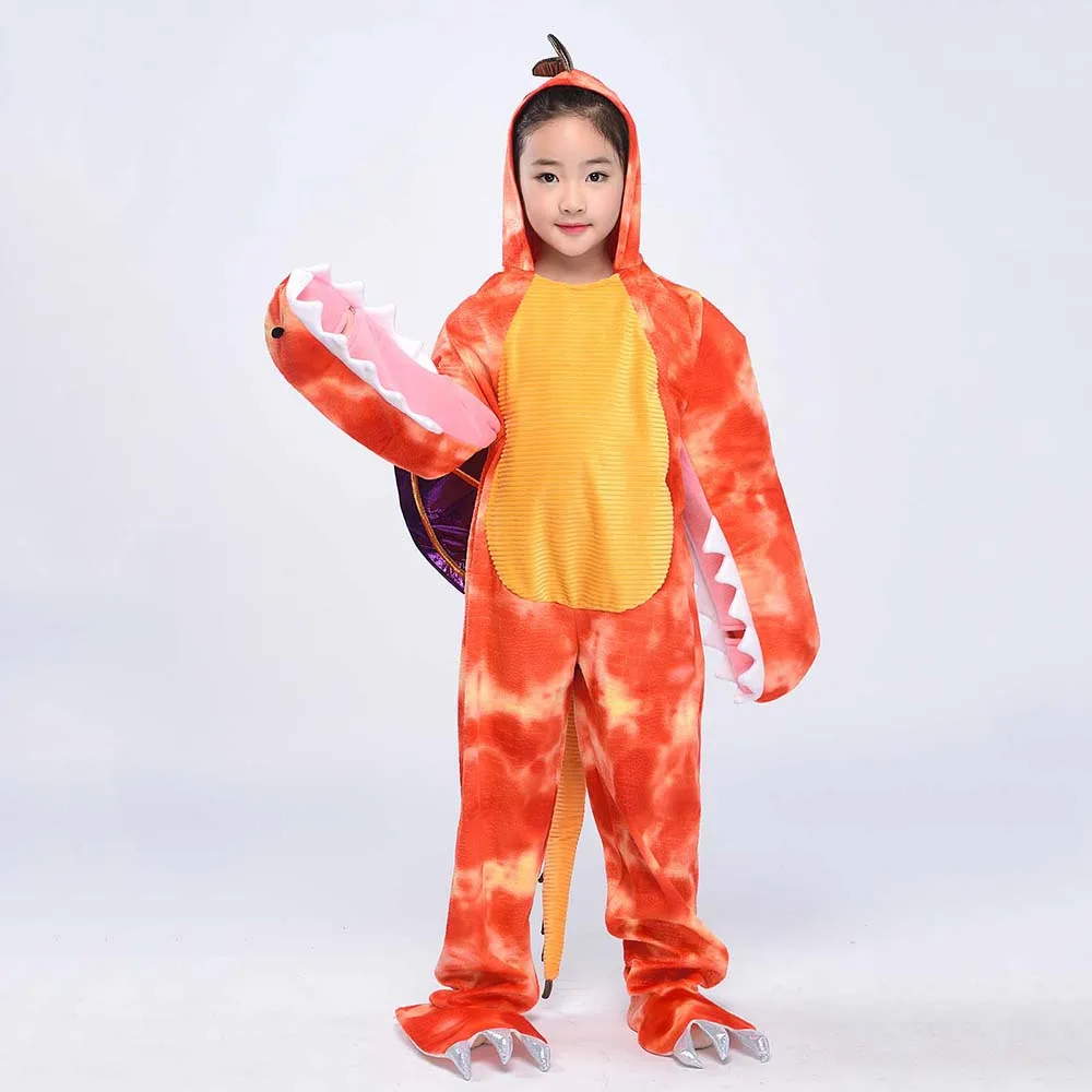 Vaikai Ugnies Drakonas Kostiumas Vaikas Viduramžių Raudona Dinozaurų Jumpsuit Helovinas Šalis Fancy Dress Charizard Cosplay Kostiumas
