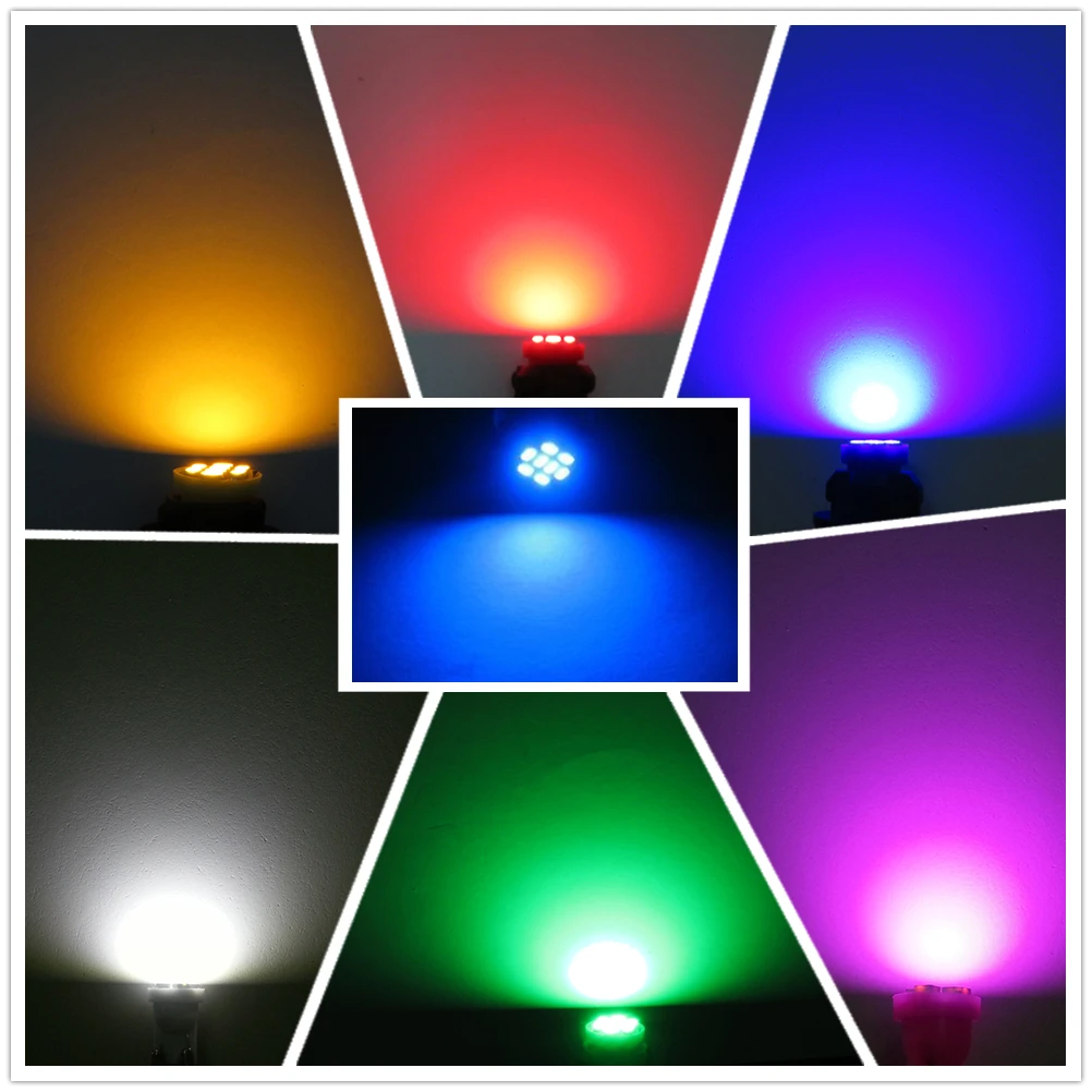 WLJH 10vnt T10 W5W 194 Pleišto LED Lemputės, Automobilių prietaisų skydelis prietaisų Skydelio Lemputės Spidometras Odometras Brūkšnys Gabaritai Apšvietimas