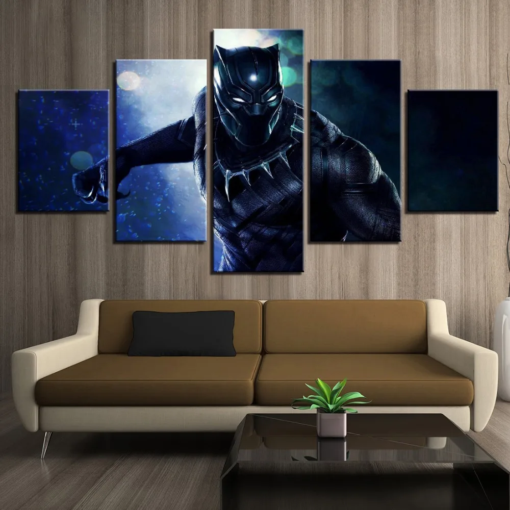 Sistema, 5 vnt HD Spausdinti Black Panther Plakatas, Tapyba, Drobė Sienos paveiksl Namų Puošybai Kambarį Drobė, Tapyba