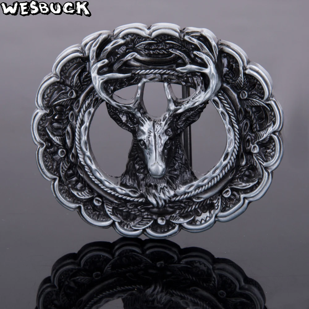 5 Vnt MOQ WesBuck Prekės ženklo Mados 3D Elnių Galvos Diržo Sagtis metalo Vakarų kaubojus briedžių sagtis