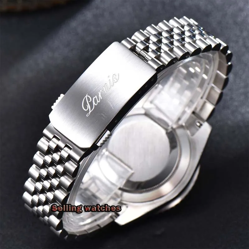 40mm PARNIS black dial šviesos Safyro stiklo Keramikos bezel GMT automatinė mens watch Prabangių Prekės ženklų Top Mechaniniai Laikrodžiai