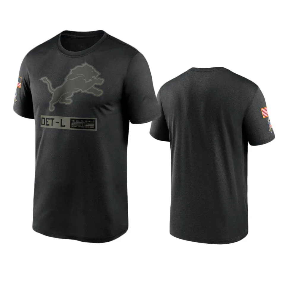 Detroito Vyrai Juoda 2020 Liūtai Pasveikinti Paslaugų Komandos Logotipą Veiklos T-Shirt