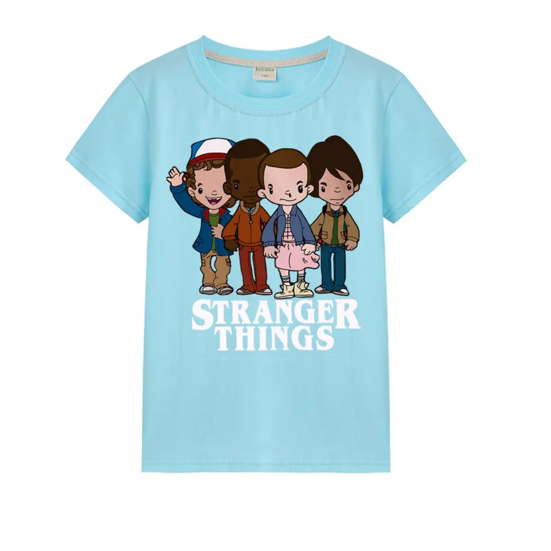 Animacinių filmų berniukų ir mergaičių marškinėliai, marškinėliai spausdinami keistų dalykų, vasaros, laisvalaikio drabužiai, juokingi marškinėliai, keistų dalykų