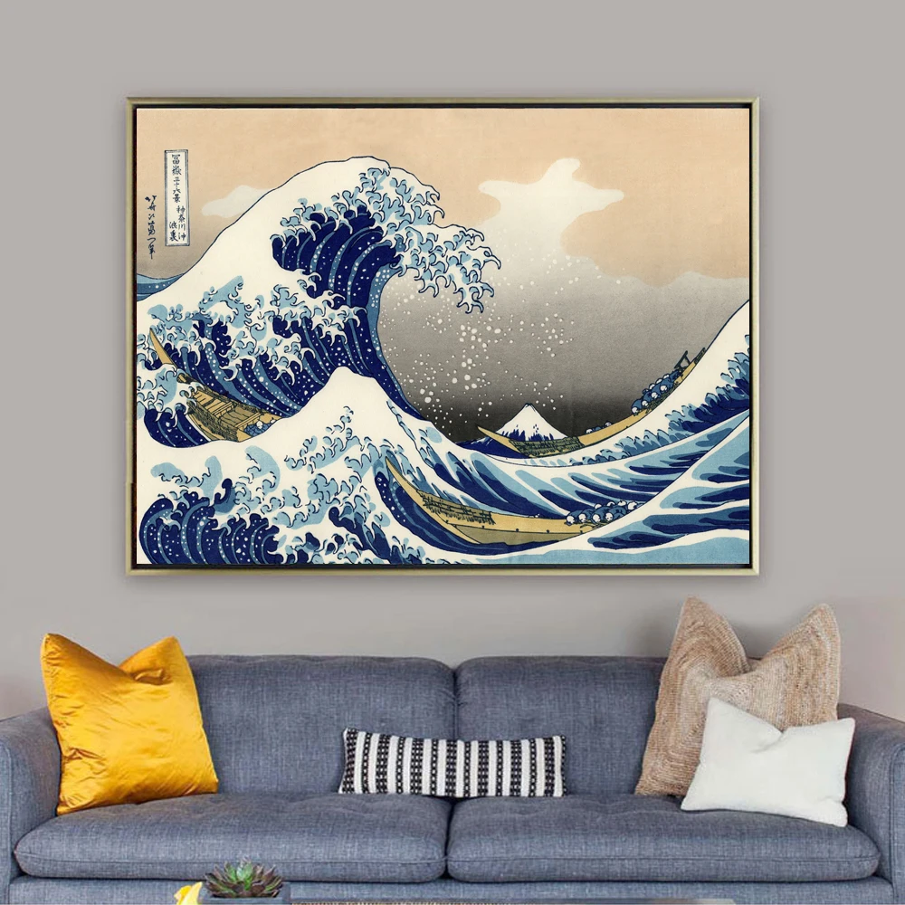 Japonijos Kanagawa Banglenčių Katsushika Hokusai Tapybos Drobės Spausdina Plakatus Sienos Paveiksl Gyvenimo Namų Puošybai