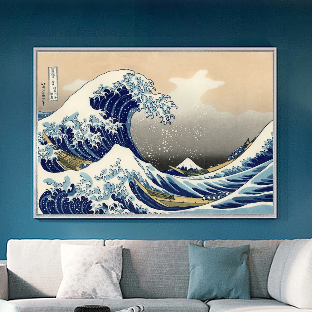 Japonijos Kanagawa Banglenčių Katsushika Hokusai Tapybos Drobės Spausdina Plakatus Sienos Paveiksl Gyvenimo Namų Puošybai