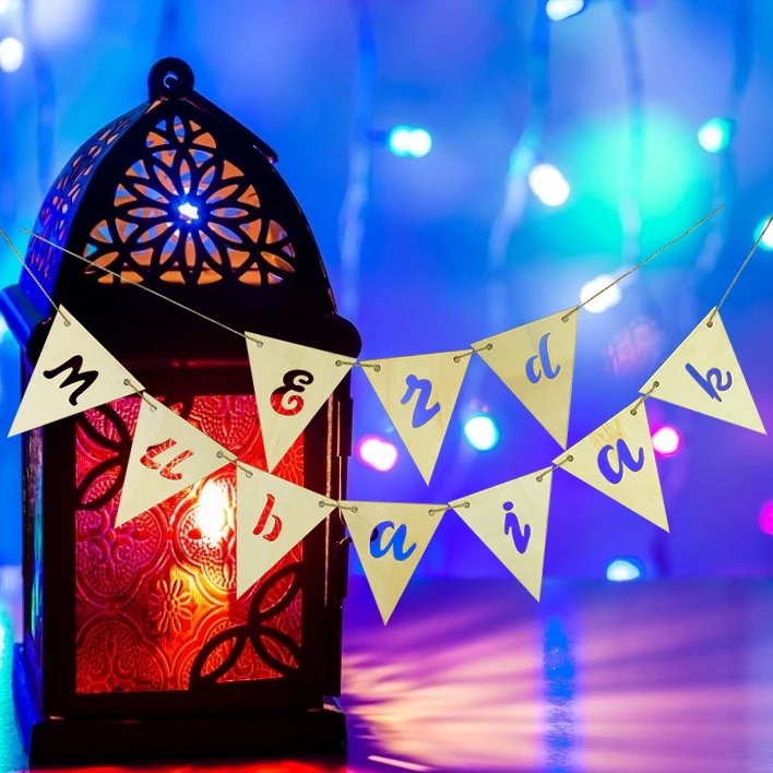 Eid Mubarakas Mediniai Reklama Starta Kabinti String Girliandą Islamo Musulmonų Festivalis Šalis Ramadanas Dekoro 