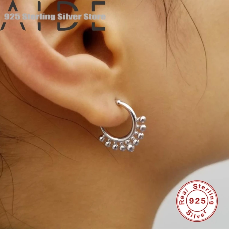 Aide stud auskarai naujų sidabro Europos ir Amerikos paprasta ir madinga, sferiniai butas atidaryti auskarai