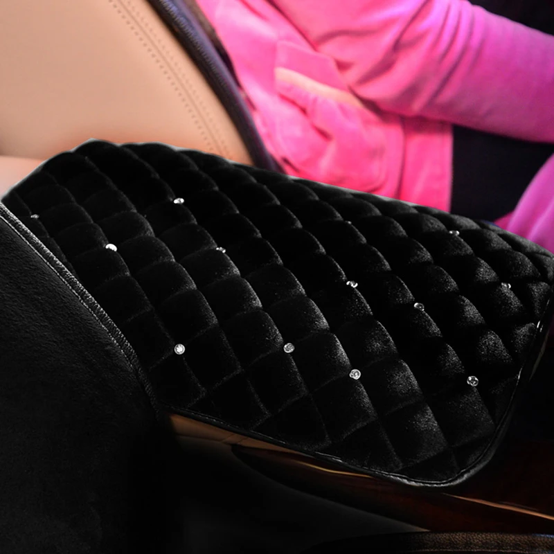 Crystal Pliušinis Automobilio Sėdynėje Padas Dangtis su Porankiais Konsolė Žiemos kalnų krištolas, Automobilių Porankiu ir Pagalvėlių Universalaus Dydžio dėžių Dangčiai