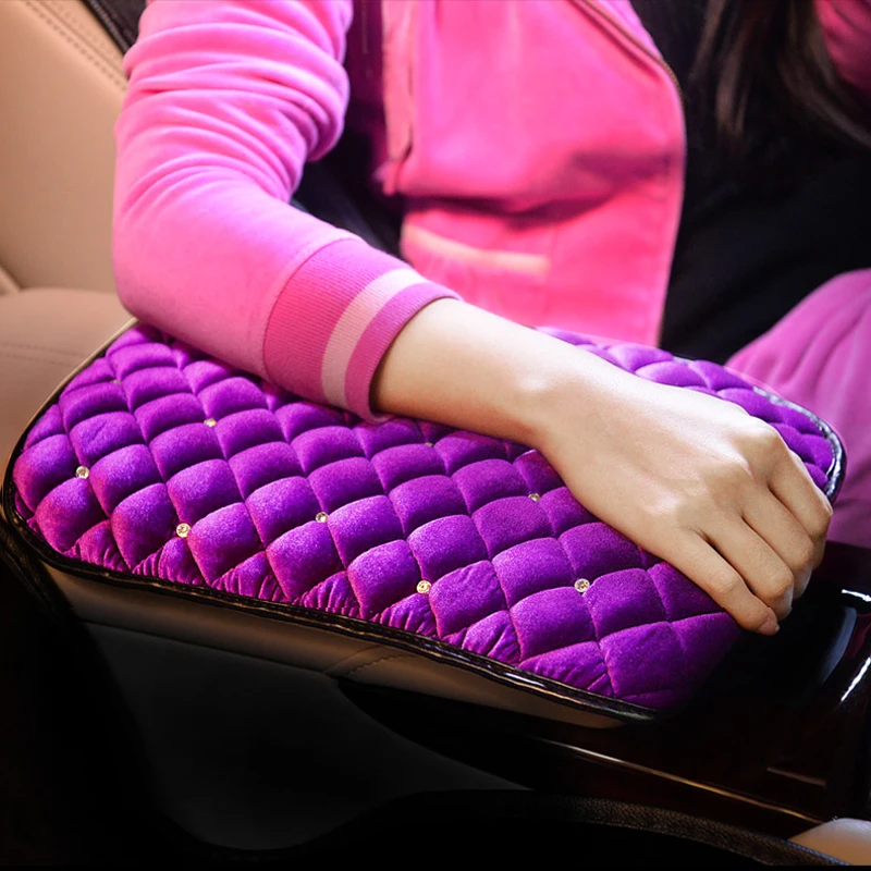 Crystal Pliušinis Automobilio Sėdynėje Padas Dangtis su Porankiais Konsolė Žiemos kalnų krištolas, Automobilių Porankiu ir Pagalvėlių Universalaus Dydžio dėžių Dangčiai