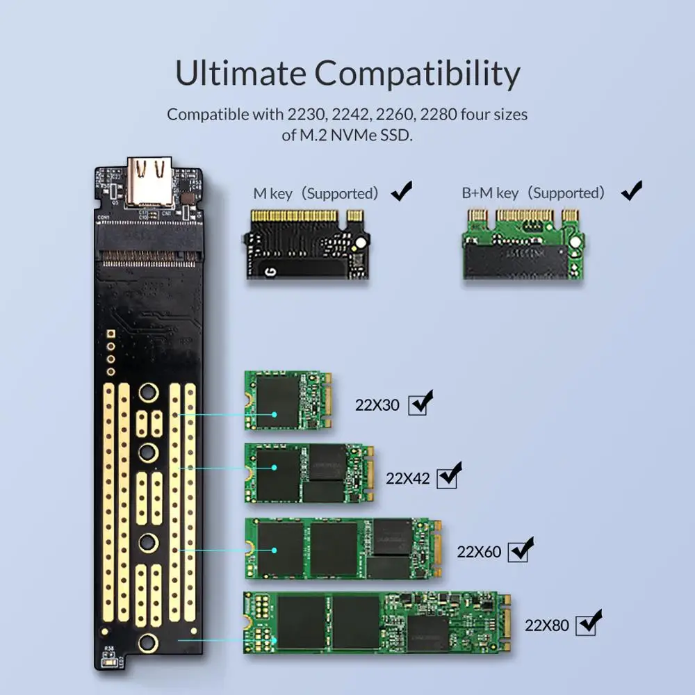 ORICO M. 2 NVME SSD Atveju Savarankiškai Aušinimo SSD Aptvarą M. 2 M Rakto M+B Klavišą, SSD Diskų, USB, C 10Gbps Kietojo Disko Gaubto M. 2 SSD Dėžutę