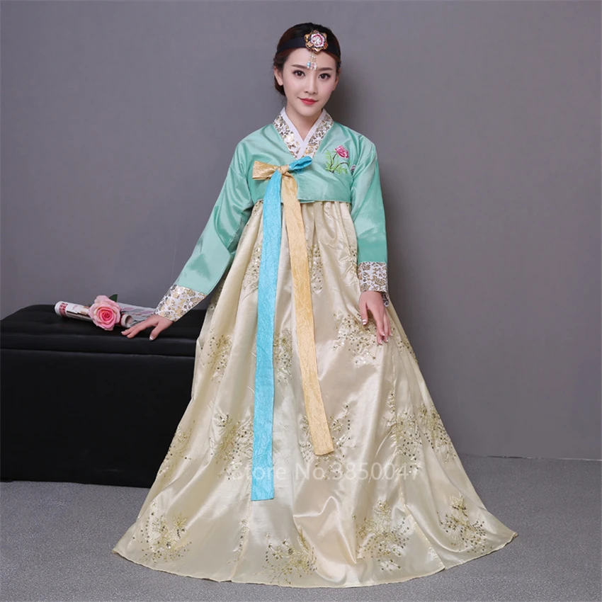 Korėjos Hanbok Suknelė Nauja Suaugusiųjų Tradicinio Siuvinėjimo Rūmuose Moterų Korėjos Nacionalinių Kostiumų Mažumų Šokio Spektaklis Kostiumas