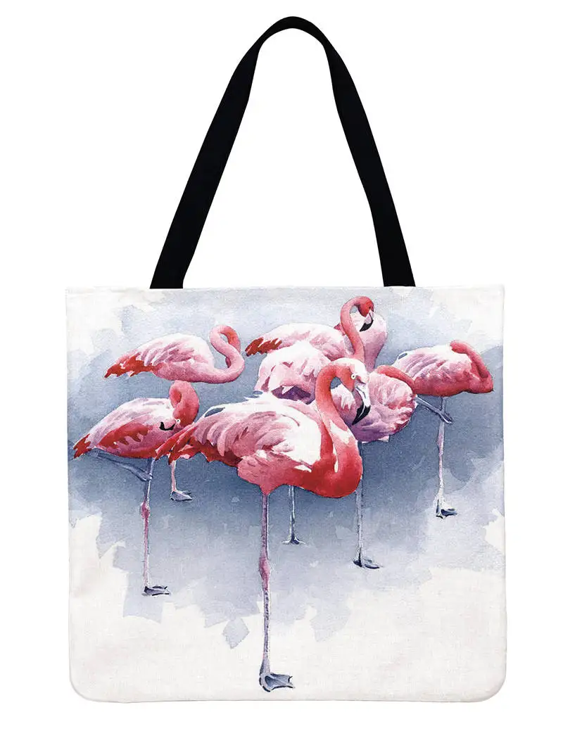 In Pink Flamingo Spausdinimo Tote Krepšys Moterims Pečių Maišą Lino Febric Atsitiktinis Nešti Daugkartinio Naudojimo Pirkinių Krepšys Sulankstomas Paplūdimio Krepšys