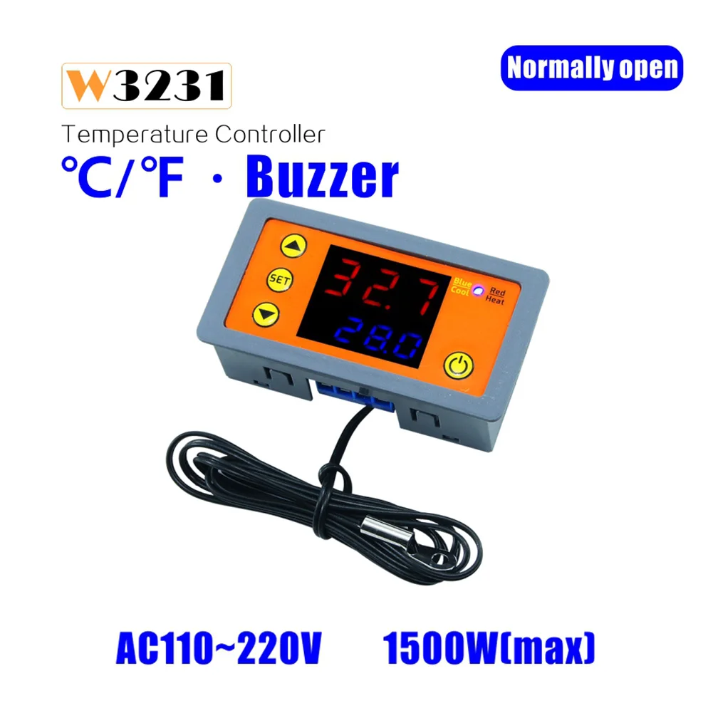 LED Ekranas Skaitmeninis Temperatūros Reguliatorius W3231 Mėlyna Raudona NTC Jutiklis Termostatas Saugos Aplinka Jutiklio Jungtis