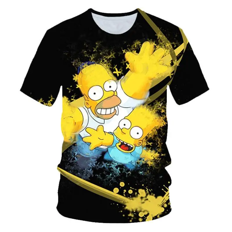 Naujas vyrų moterų nutukimo T-shirt Simpson Spausdinti 3D marškinėliai Harajuku juokingas animacinių filmų Simpsonų T-shirt Apvalus kaklas trumpas rankovėmis atsitiktinis Marškinėlius