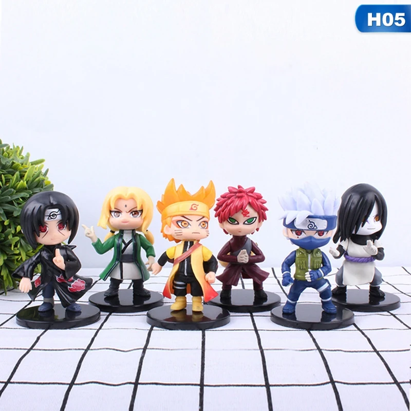 6Pcs/Set Naruto/Kakashi/Sasuke/Gaara/Sakura/Shikamaru Šachmatų Duomenys Anime Žaislų Rinkinys Naruto Generation1.2.3 Rinkinys
