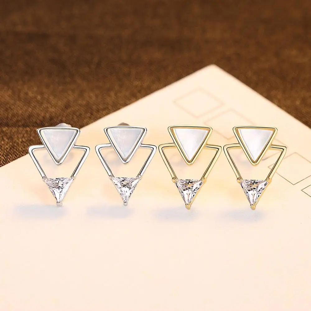 PAG&MAG 925 Sterlingas Sidabro Stud Auskarai Moterims Asmenybės Trikampis CZ Auskarai korėjos bižuterijos Geometrinis Earings