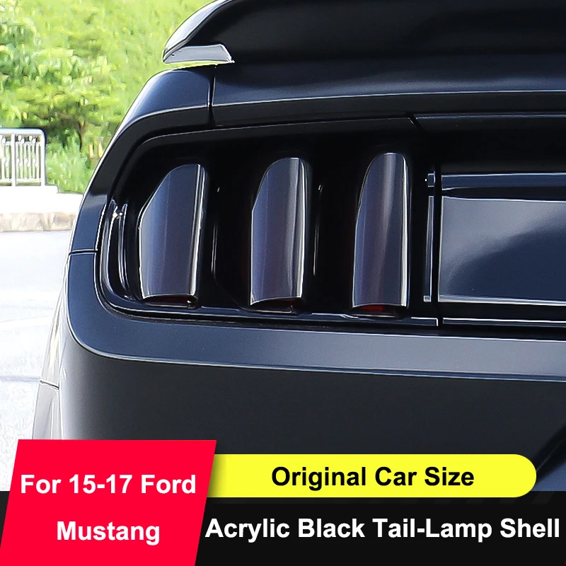 Akrilo Automobilio Galiniai Šviesos Lempos Dangtelio Raštas Lipdukas Rūkyti Juoda 6Pcs Auto Reikmenys Ford Mustang 2016 2017