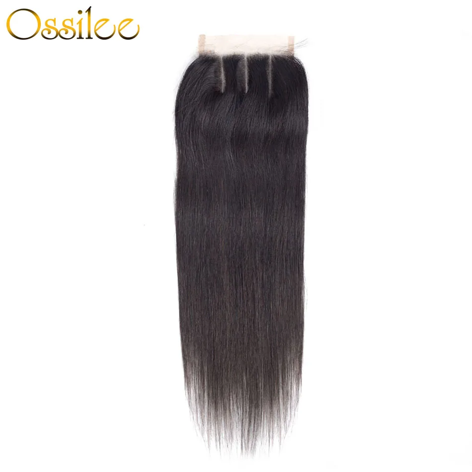 Ossilee Tiesūs Plaukai, Nėriniai Uždarymo Brazilijos Remy Human Hair 4x4 Nėrinių Uždarymo 8-20 Cm