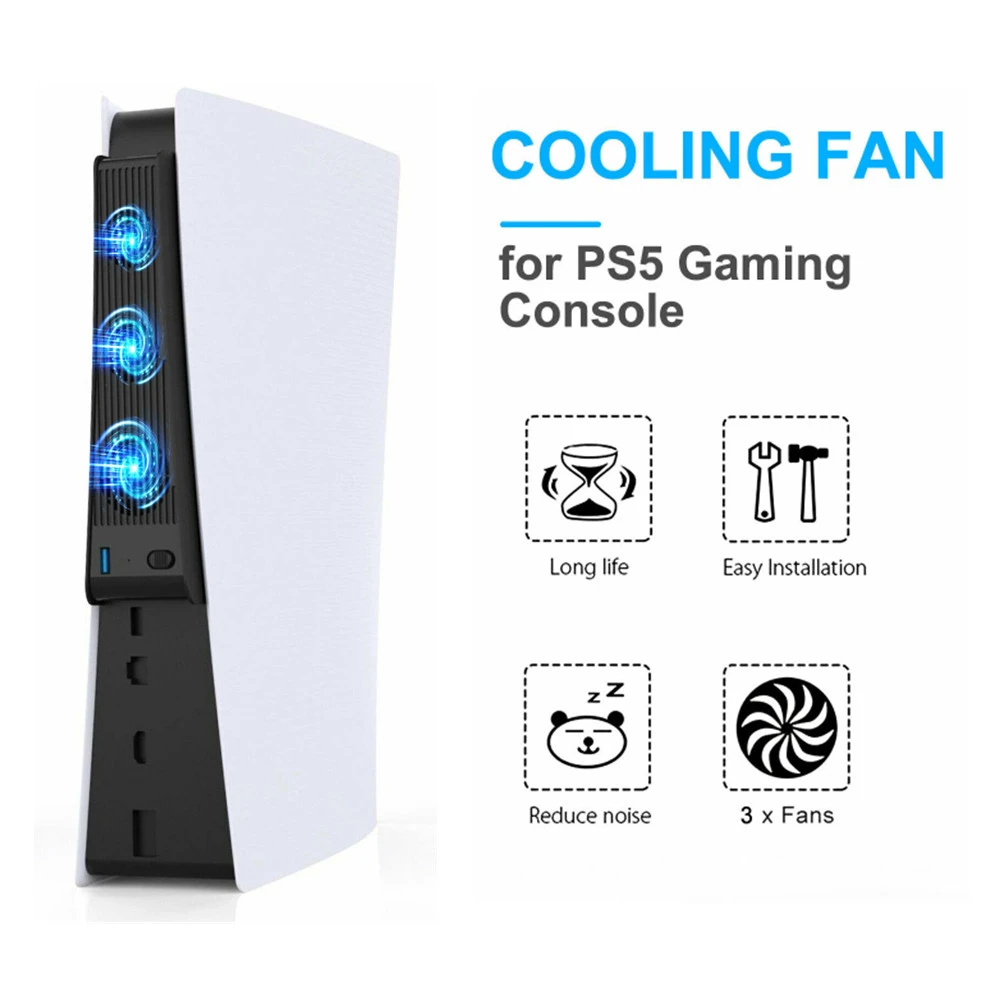 Už PS5 Aušinimo 3 Ventiliatoriaus Aušintuvas Žaidimas Išorinių Priedų, Super Aušinimo Ventiliatorius Pratęstas USB Sąsaja PS5 Konsolės Šviesos Kompaktiškas