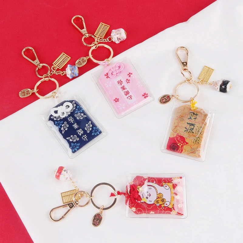 Japonijos Tradicinių Amuletas paketų prižiūrėtojų raktinę Pasisekė Katė Lydinio Abacus 