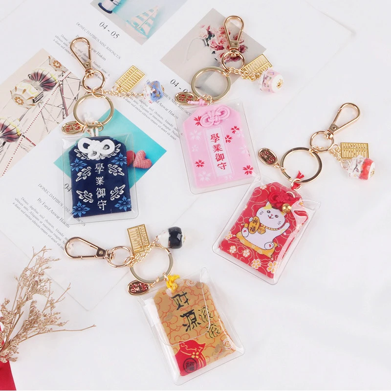 Japonijos Tradicinių Amuletas paketų prižiūrėtojų raktinę Pasisekė Katė Lydinio Abacus 