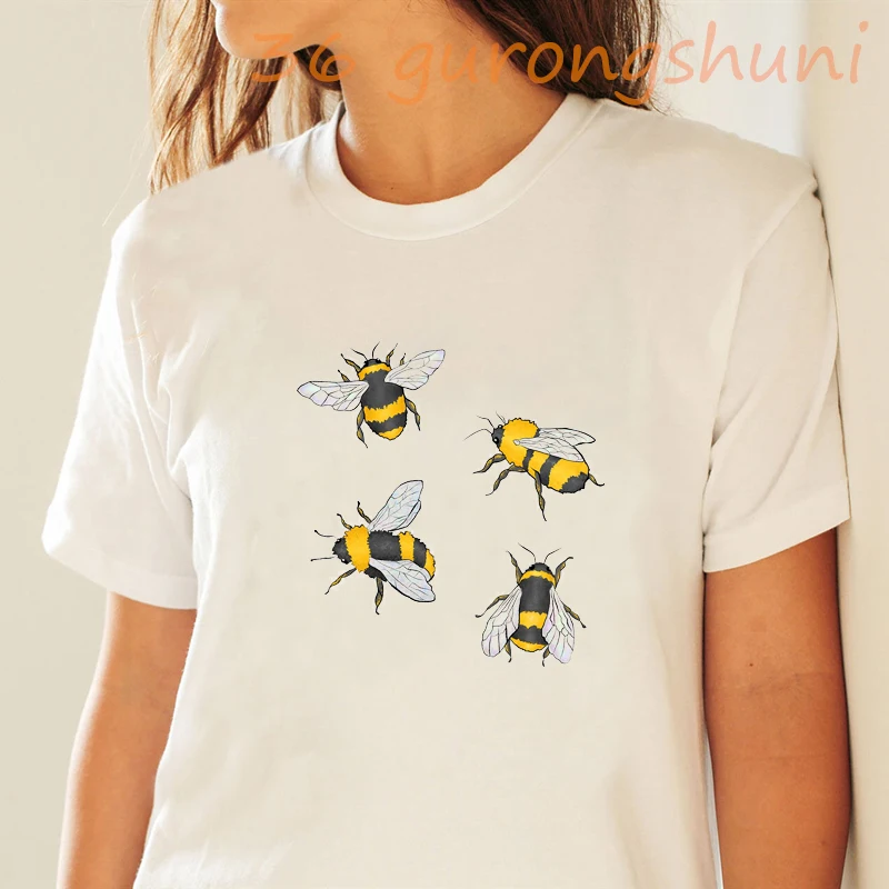 2020 naujas vasaros Mados Moterų marškinėliai grafinis spausdinti Trumpas Rankovės Harajuku Kawaii Moterų Marškinėliai Gyvūnų Bičių viršūnes Tees Femme