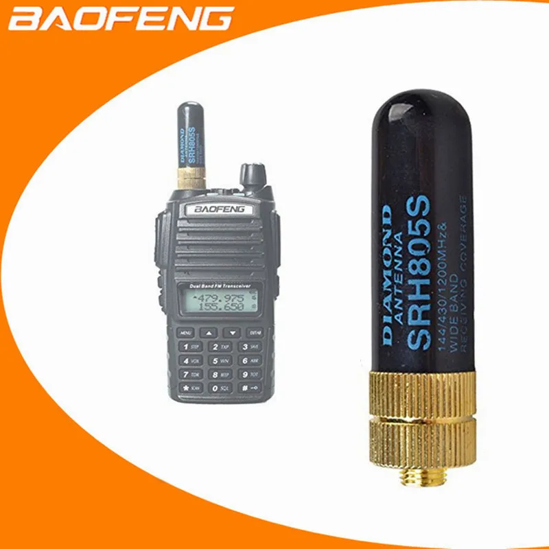 2vnt Antenos SRH805S SMA-F 5cm Antena dviejų dažnių VHF/UHF 144/430MHz Už Baofeng UV-5R Walkie Talkie UV-82 GT-3 radijas