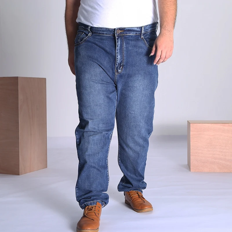 Rudenį didelio dydžio džinsai vyrų didelės kodas blue didelių negabaritinių elastiniai didelis vyrų kelnės 46 50 52