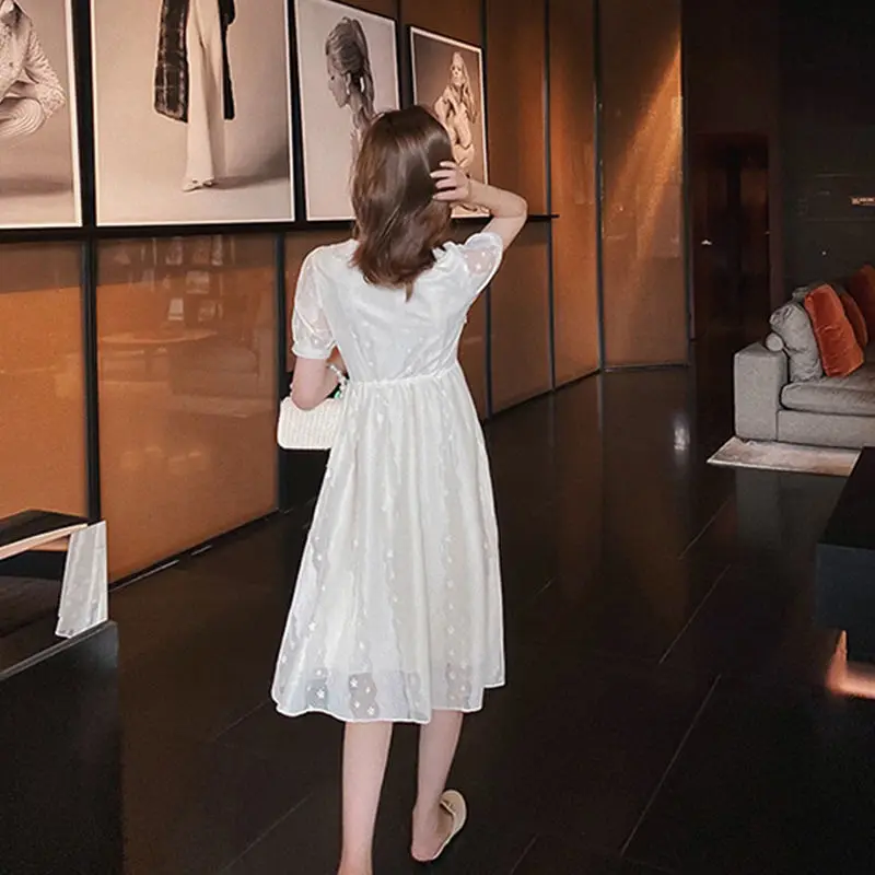 Elegantiškas Nėrinių Suknelė Moterims Balta Lėlės Apykaklės Akių Trumpas Rankovės Pasakų Suknelė prancūzijos Moterų Drabužių Pokylių Vienas gabalas Rudenį 2020 M. Moteris