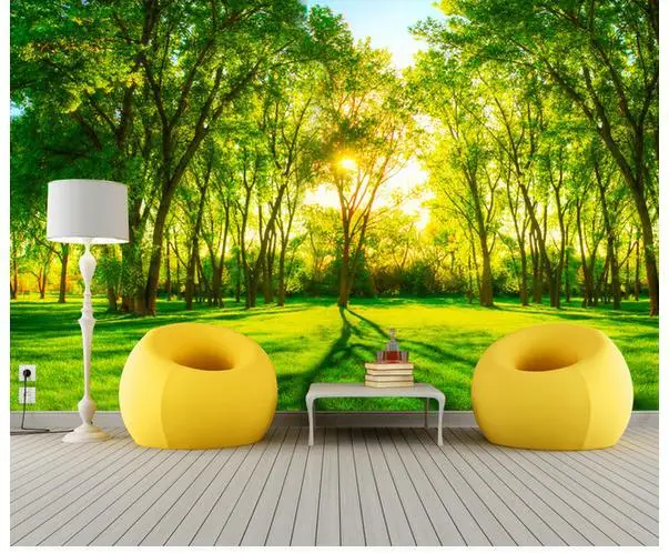 Custom 3d tapetai, neaustiniai posėdžio kambarys 3 d TV nustatymas sienos žalia miško peizažas tapetai
