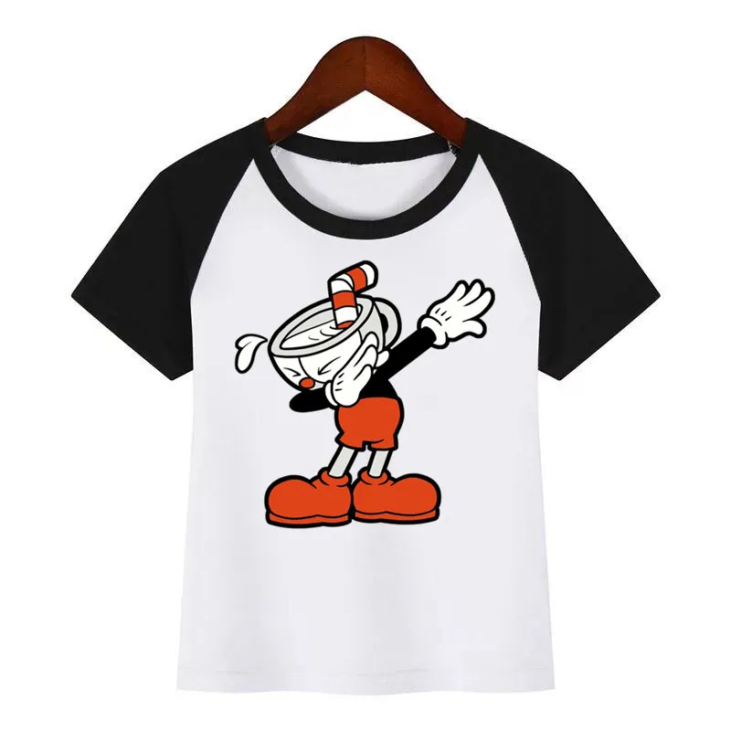 Vaikams, Cartoon Cuphead Spausdinti marškinėliai Vaikams Tepdami Cuphead Dizaino Vasaros Viršūnes Berniukų ir Mergaičių Atsitiktinis Streetwear T-shirt