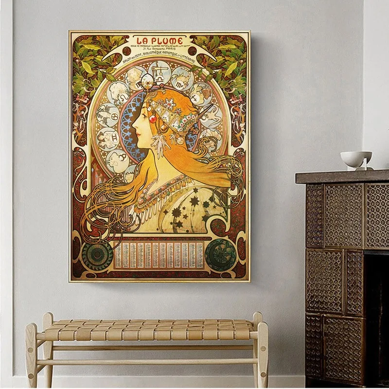 Alphonse Mucha Garsaus Iliustracijos menas Spausdinti ant Drobės, Plakatų Ir grafikos Klasikinio moderno Moteris Art Nuotraukų, Namų Dekoro