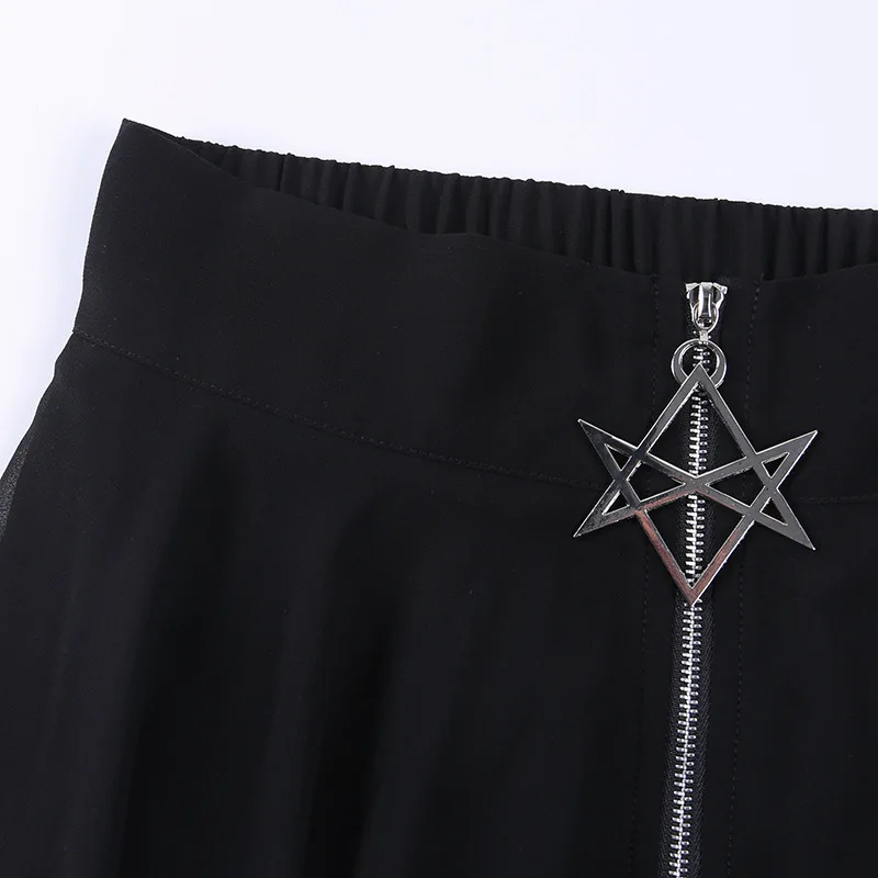 Rudenį Akių Nereguliarus Moterų Sijonai Pentagram Užtrauktukas Juoda Punk Sijonai Gotikos Tamsos Lady Sijonas Atsitiktinis Palaidų Streetwear Sijonai