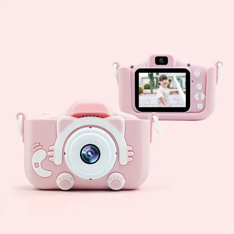 Vaikai Vaikai Kamera Mielas Žaislas, Katė Mini Skaitmeninis Fotoaparatas IPS Ekranas HD 1080P 20 Megapikselių Dual Camera Gimtadienio Dovana Mergaitė Berniukas