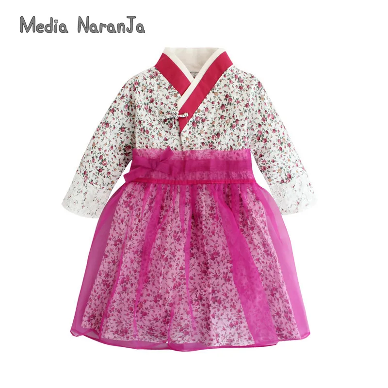 2020 m. Pavasarį, Rudenį korėjos Mergaičių Tradicinę Suknelę, suknelė kūdikių dvynių mergaičių