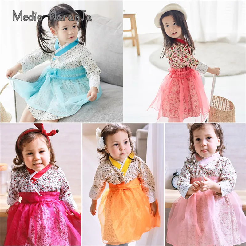 2020 m. Pavasarį, Rudenį korėjos Mergaičių Tradicinę Suknelę, suknelė kūdikių dvynių mergaičių