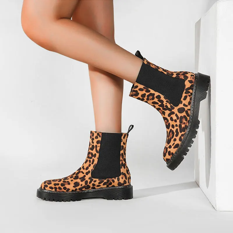 2020 m. Rudens Žiemos Leopardas Spausdinti Moterų Batai Platformos Batai, Suapvalinti Pirštas Trumpas Bateliai Mados Zapatos de mujer 35-40 Dydis