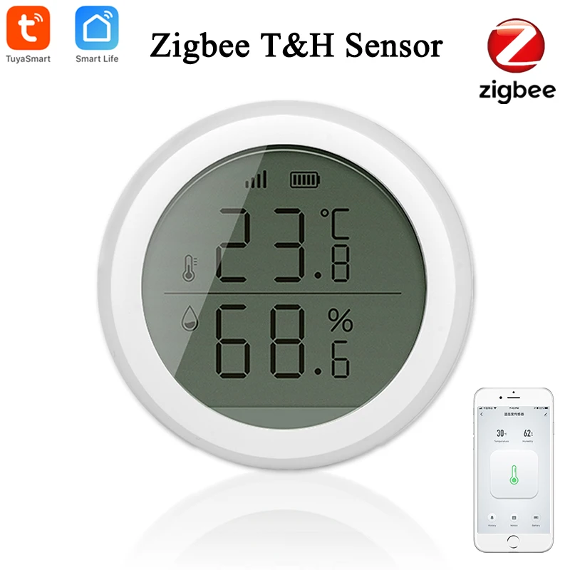 Tuya Zigbee Smart Temperatūros Ir Drėgmės Jutiklių Su LED Ekranas Ekranas Baterija Tiekimo Zigebee Smart Home Securuty