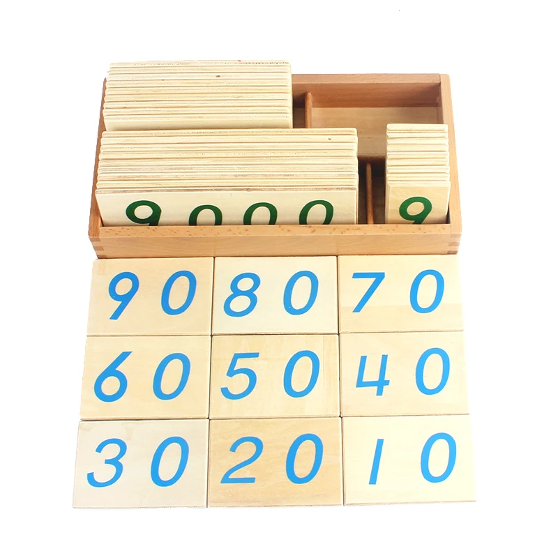 Aukštos Kokybės Montessori Medžiagas Medinių Kortelės Numeris 1-9000 Mažų Skaitmeninių Studentas Naudoti Matematikos Žaislai Ankstyvo Mokymosi Dovana