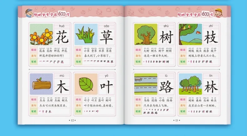 Vaikai Vaikai mokosi Kinų 600 Simbolių, Mandarinų su Pinyin Kūdikių Ankstyvojo Ugdymo Knyga