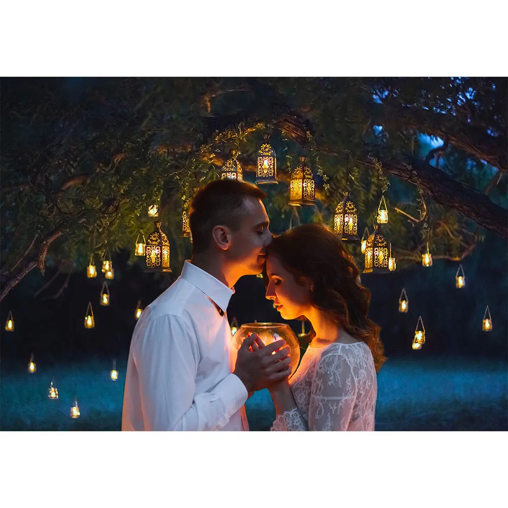 Allenjoy fotografijos fonas naktį vestuvių pora vintage blizgučiai žvakė medžių fone nuotrauka photophone photocall šaudyti rekvizitai