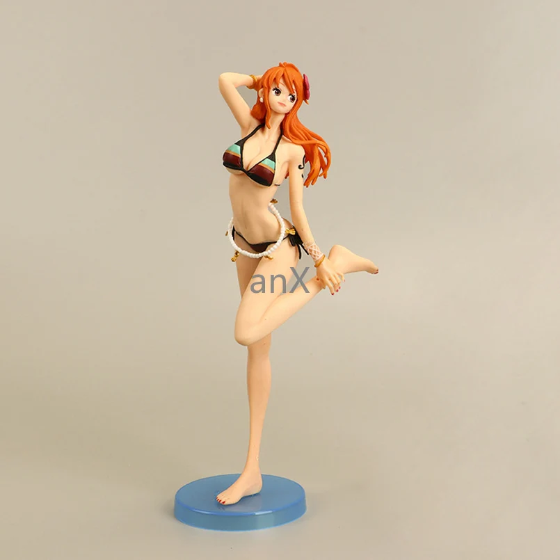 25cm anime one piece Nami maudymosi kostiumėlį sėdi PVC veiksmų skaičius, žaislai anime mėlyna Balta seksuali mergina maudymosi kostiumėlį Nami kolekcionuojamos lėlės, žaislai