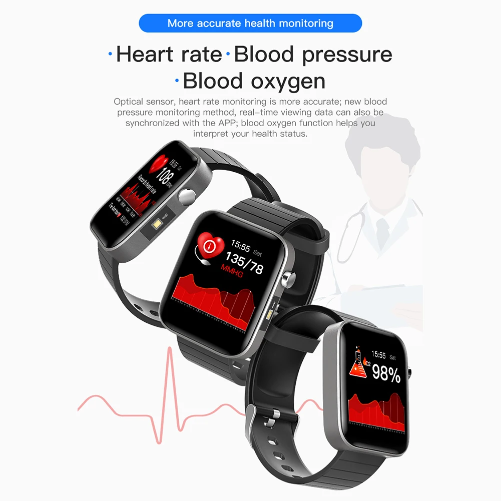 T68 Smart Watch Vyrų, Moterų Kūno Temperatūrai Matuoti Sporto Treniruoklių Žiūrėti, Širdies ritmas, Kraujo Spaudimas, Deguonies Stebėti, Skirtų 