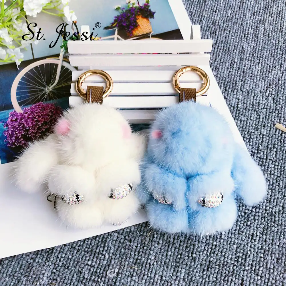 ŠV.Jessi 2019 Naują Crystal Stiliaus 10cm Mini Nekilnojamojo Audinės Kailio Cute Bunny Rabbit 