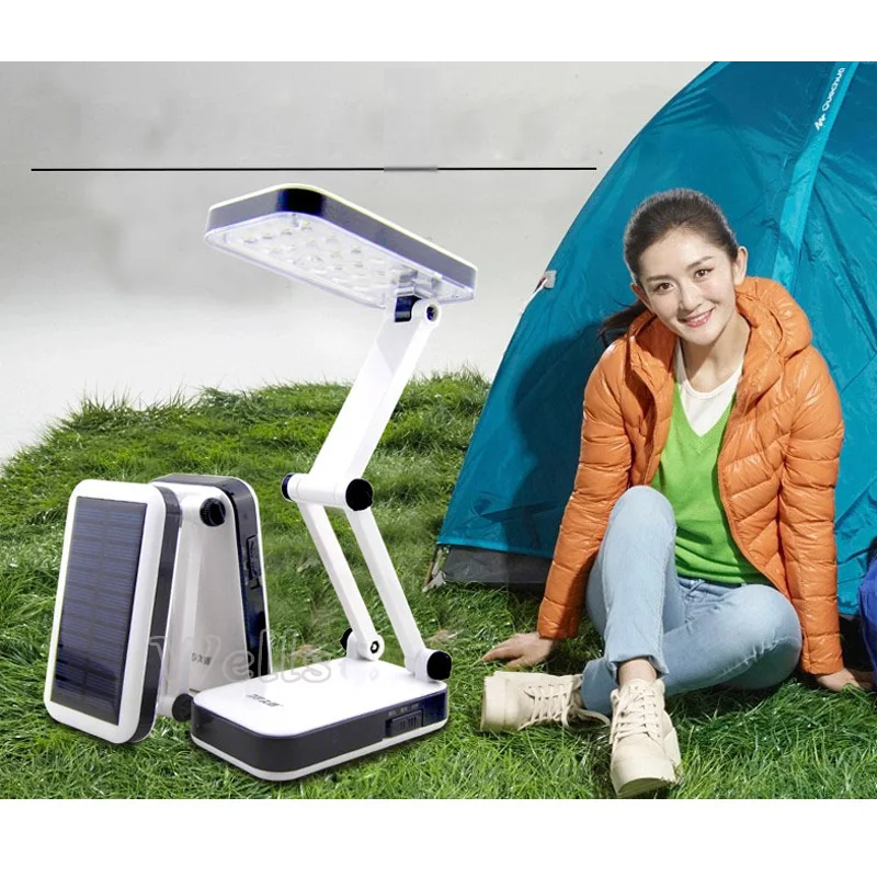 Led Stalo Lempa DP Saulės baterijos įkrovimo sulankstoma ir Reguliuojamas Stalas Lempos Su 24 LED Skaitymo Charge AC220V