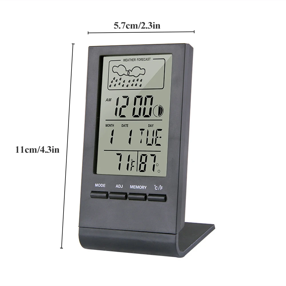 Termometras su Drėgmėmačiu 2in1 LCD Skaitmeninis Ekranas Drėgmės Ekranas su Laikrodžiu Funcation namų Miegamasis, Virtuvė, be baterijos